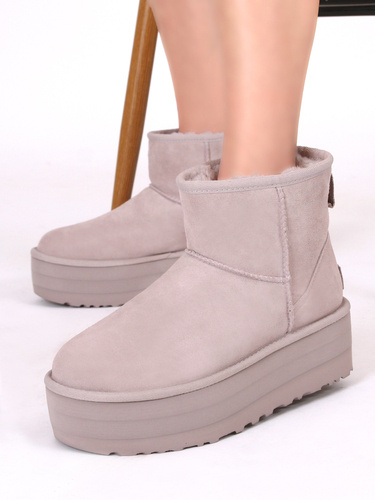 UGG Botki Damskie Classic Mini Platform Pale Smoke