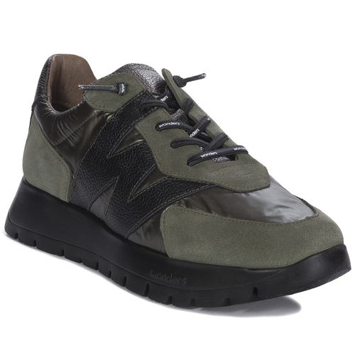 Wonders Sneakersy damskie na platformie Alga Khaki Negro